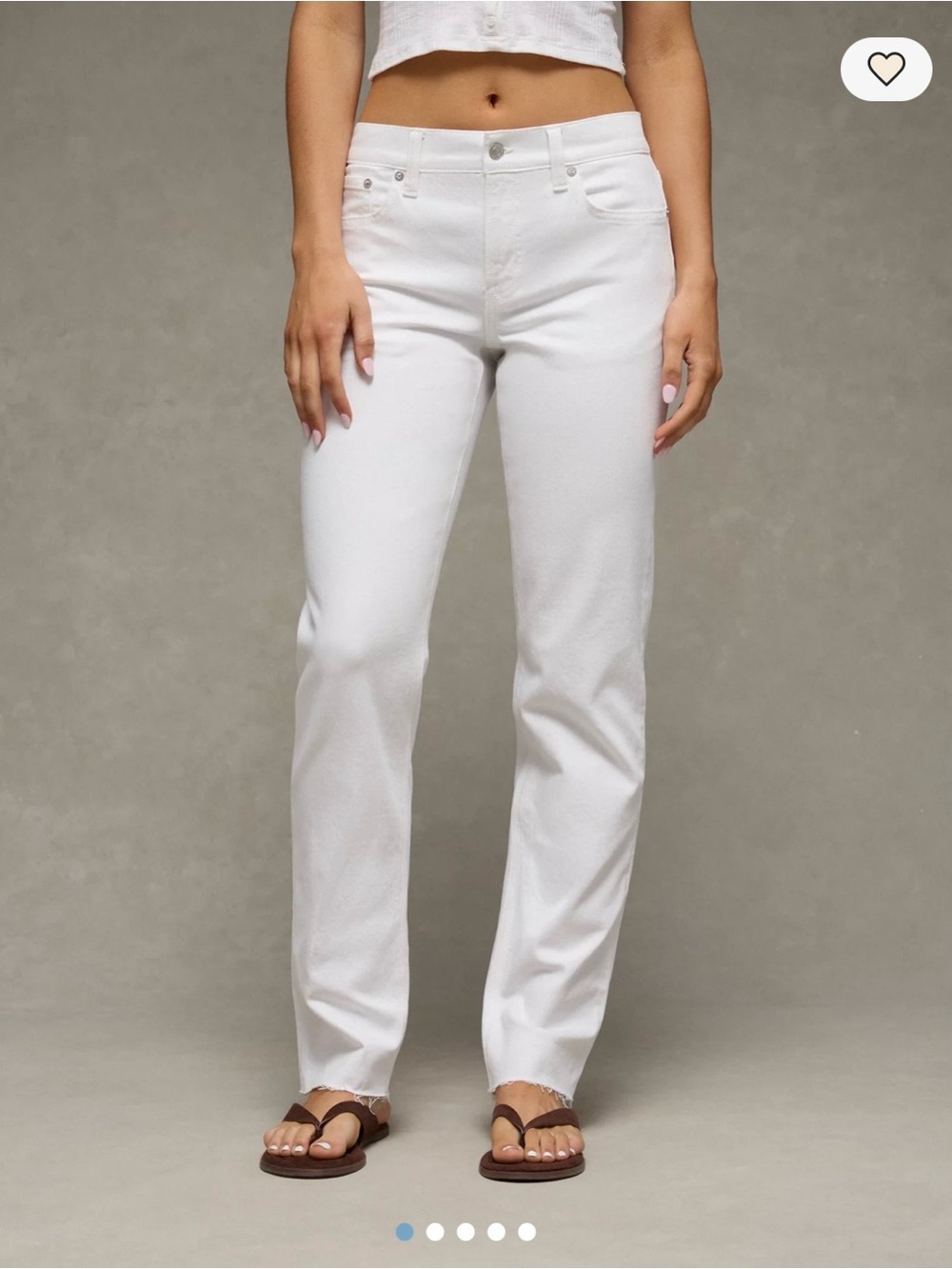 American Eagle Outfitters White Straight-Leg Jeans Mom Jean Stretch
